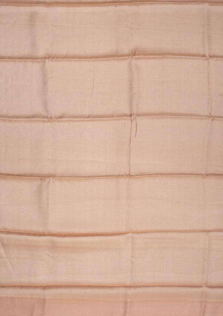 Dusty Pink Handloom Banarasi Tissue Silk Saree With Stripes With Checks And Stripes Design For Women - Indya