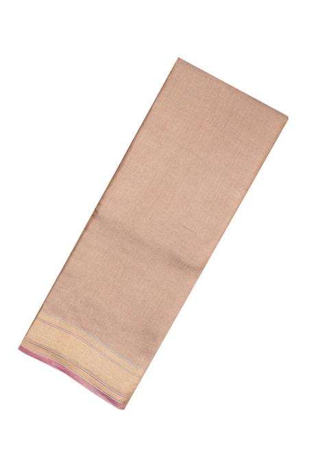 Dusty Pink Handloom Banarasi Tissue Silk Saree With Stripes With Checks And Stripes Design For Women