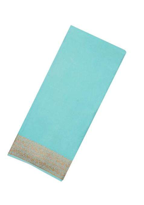 Light Blue Handloom Banarasi Khadi Georgette Silk Saree With Floral Motifs With Traditional Woven Design For Women