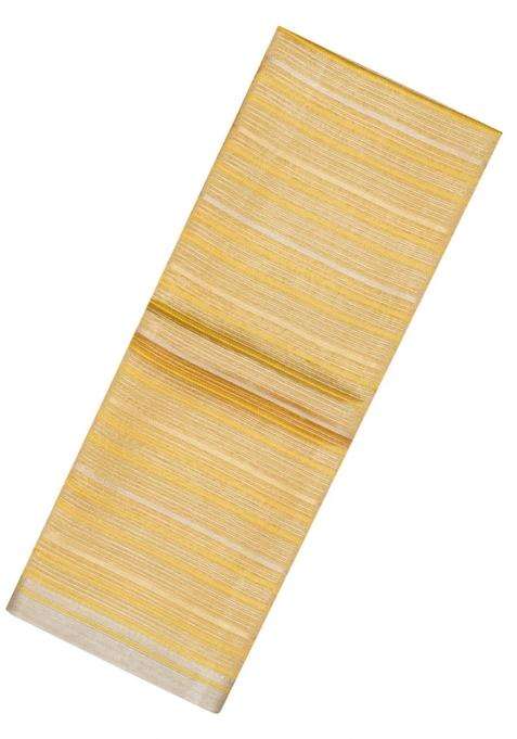 Yellow Woven Banarasi Organza Silk Saree With Stripes With Checks And Stripes Design For Women