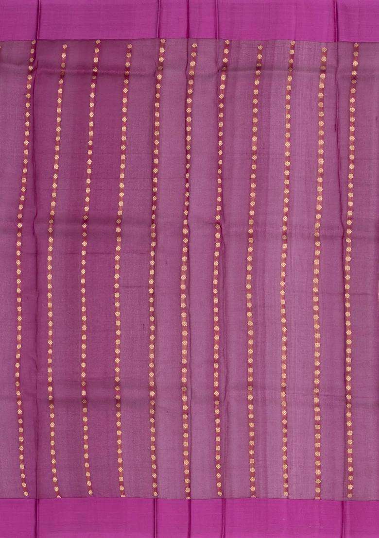 Magenta Handloom Banarasi Organza Silk Saree With Floral Buttas With Buttas And Brocade Design For Women - Indya
