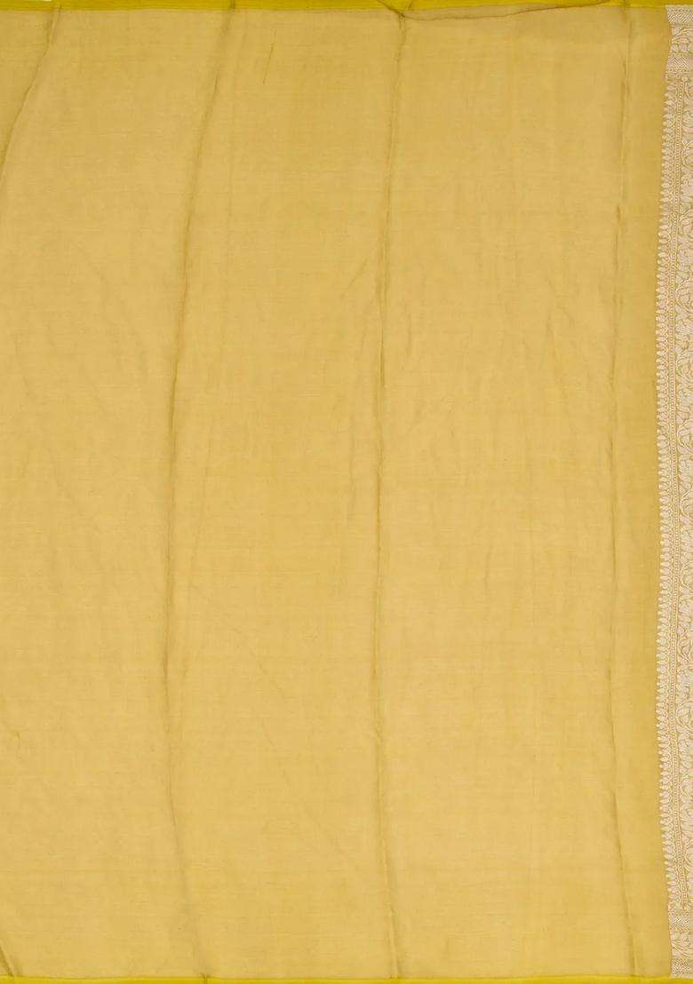 Beige Handloom Banarasi Tissue Saree With Floral Motifs With Buttas And Brocade Design For Women - Indya