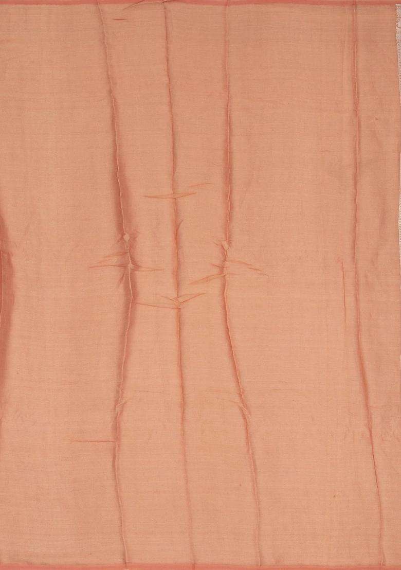 Peach Handloom Banarasi Tissue Saree With Floral Motifs With Buttas And Brocade Design For Women - Indya