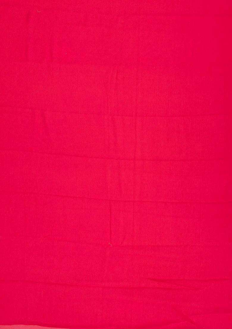 Hot Pink Woven Mysore Silk Crepe Saree With Contrast Blouse With Traditional Woven Design For Women - Indya