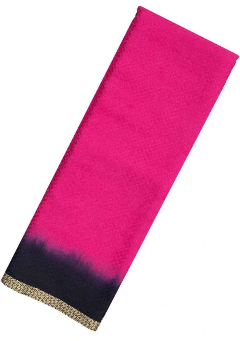 Hot Pink Woven Mysore Silk Crepe Saree With Tie Dye Border With Traditional Woven Design For Women - Indya