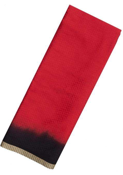 Red Woven Mysore Silk Crepe Saree With Tie Dye Border With Traditional Woven Design For Women