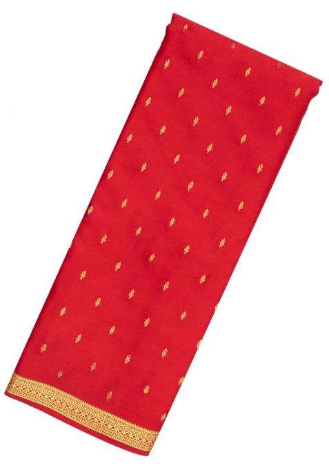 Red Woven Mysore Silk Crepe Saree With Floral Buttas With Buttas And Brocade Design For Women