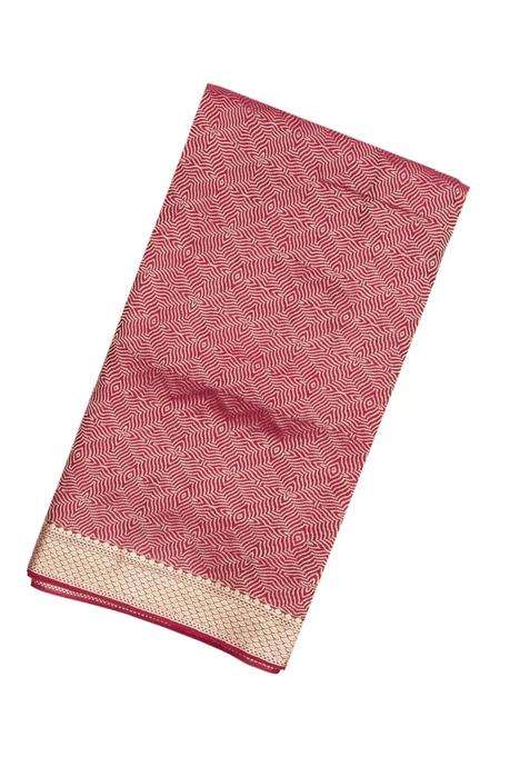 Maroon Woven Mysore Silk Crepe Saree With Jaal Motifs With Buttas And Brocade Design For Women