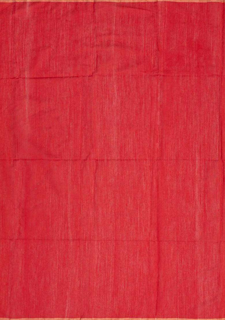 Red Woven Organza Saree With Sequin Work Paithani Pallu With Embroidered Design For Women - Indya
