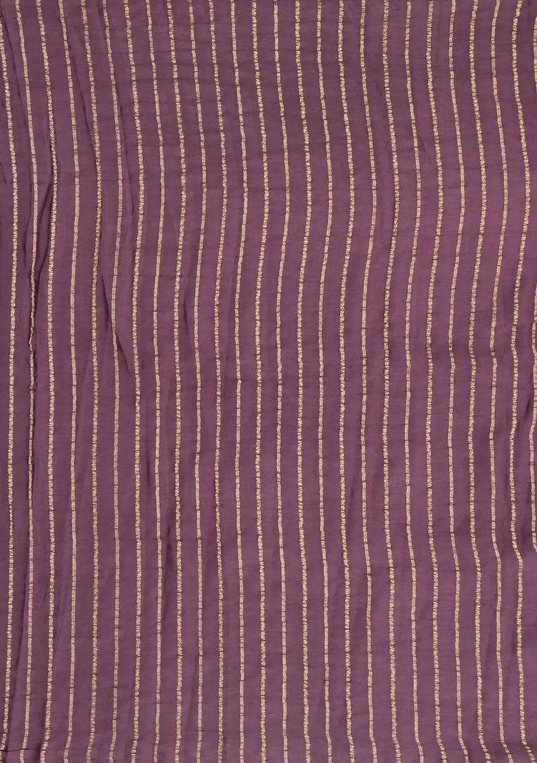 Lilac Woven Mysore Silk Crepe Saree With Floral Zari Buttas With Buttas And Brocade Design For Women - Indya