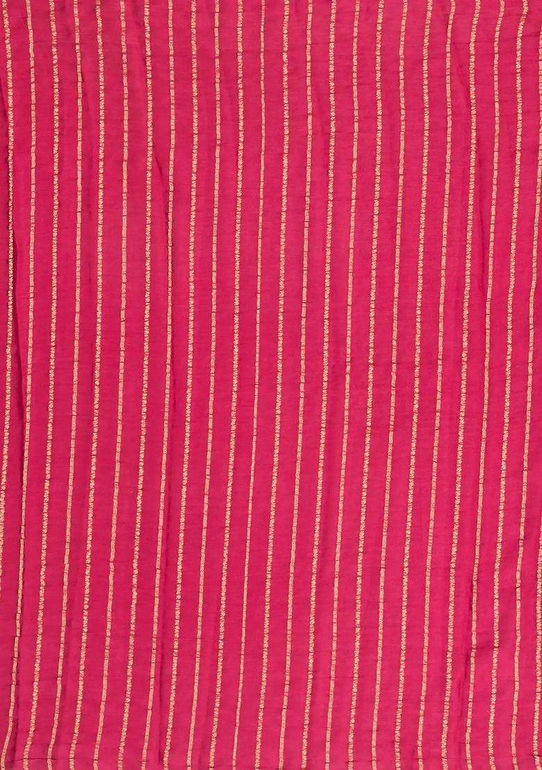 Pink Woven Mysore Silk Crepe Saree With Floral Buttas With Buttas And Brocade Design For Women - Indya