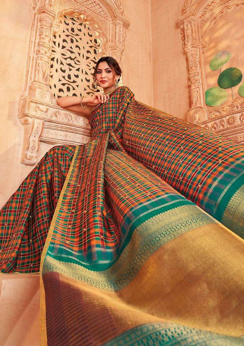 Multicolour Handloom Kottadi Kattam Silk Saree With Floral Buttas With Buttas And Brocade Design For Women - Indya