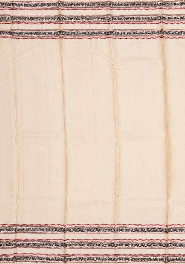 Mango Yellow Handloom Korvai Kanchipuram Silk Saree With Checks Contrast Border With Korvai And Temple Border Design For Women - Indya