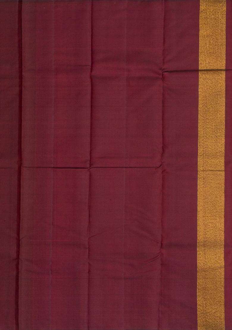 Black Handloom Kanchipuram Silk Saree With Comb Tooth Border With Traditional Woven Design For Women - Indya