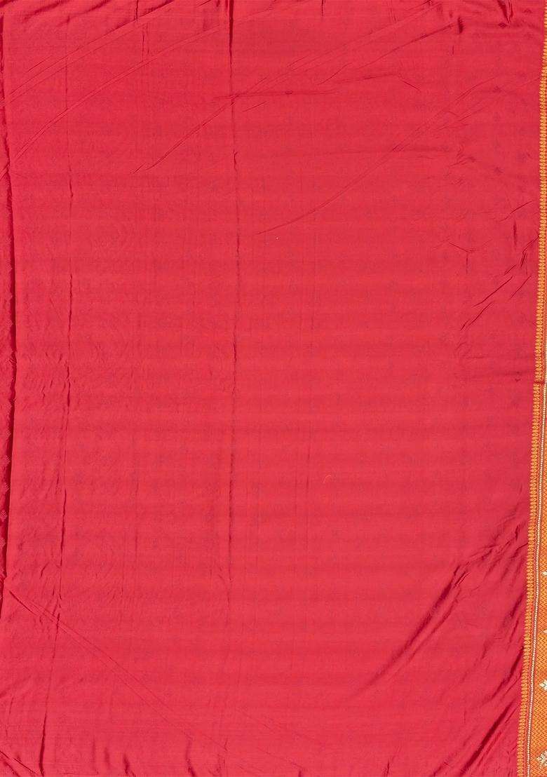 Dark Peach Woven Blended Satin Art Silk Saree With Floral Jaal Motifs With Buttas And Brocade Design For Women - Indya