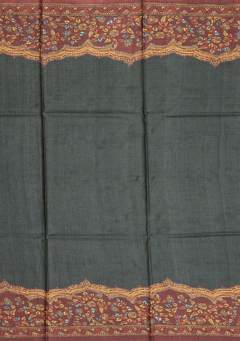 Dusty Pink Handloom Tussar Silk Saree With Printed Lord Ram Motifs For Women - Indya