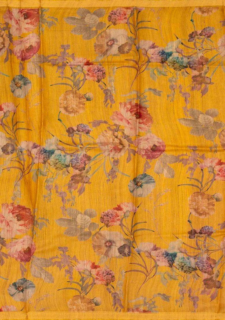 Dusty Peach Handloom Tussar Silk Saree With Ombre Effect With Buttas And Brocade Design For Women - Indya