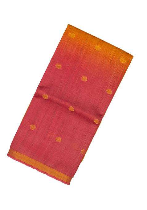 Dusty Peach Handloom Tussar Silk Saree With Ombre Effect With Buttas And Brocade Design For Women
