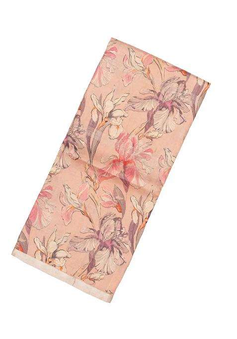 Baby Pink Handloom Tussar Silk Saree With Printed Floral Motifs For Women