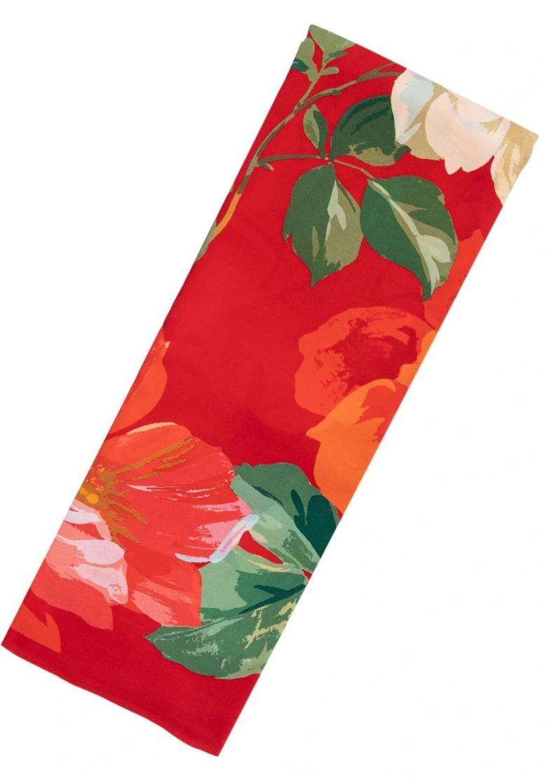 Red Woven Crepe Silk Saree With Printed Floral Motifs For Women - Indya