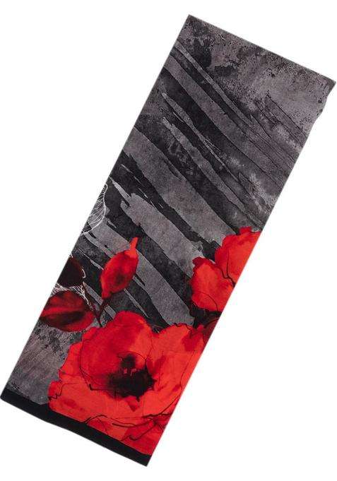 Black Woven Crepe Silk Saree With Printed Floral Motifs For Women