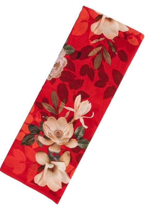 Red Woven Crepe Silk Saree With Printed Floral Motifs For Women