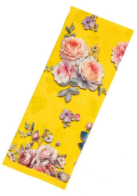 Yellow Woven Crepe Silk Saree With Printed Floral Motifs For Women