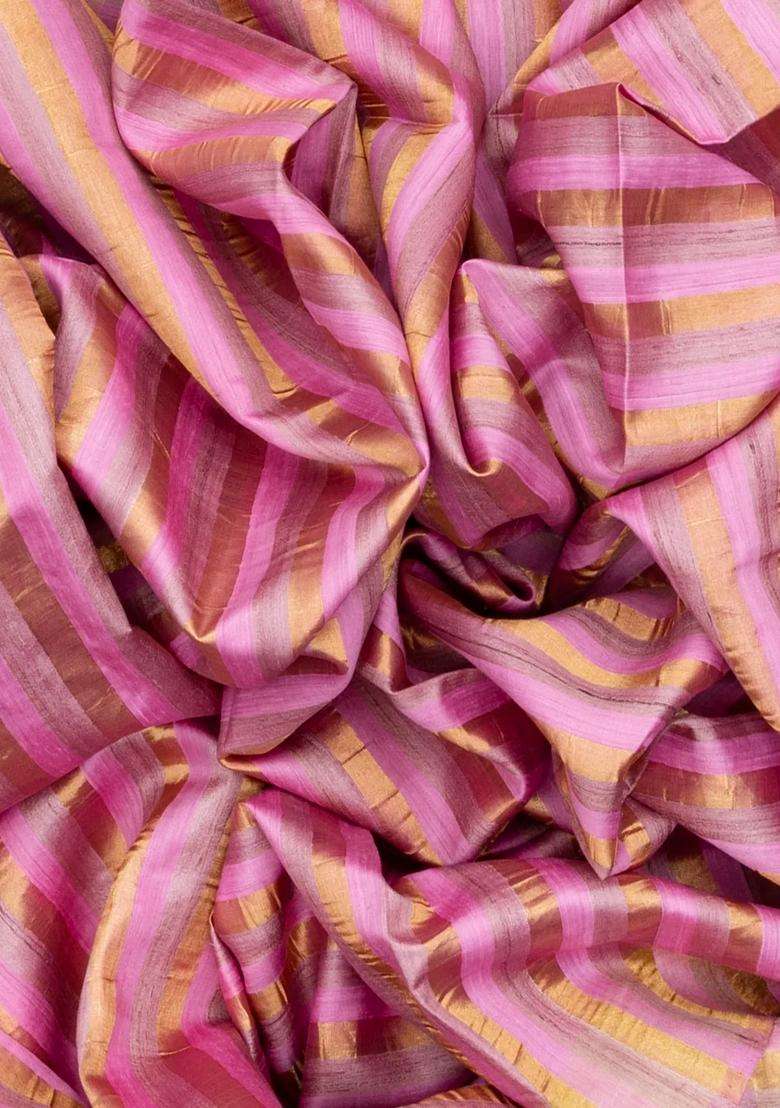 Bubblegum Pink Woven Georgette Silk Saree With Embroidered Pallu For Women - Indya