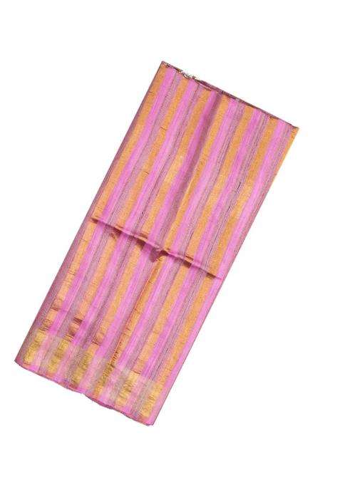 Bubblegum Pink Woven Georgette Silk Saree With Embroidered Pallu For Women