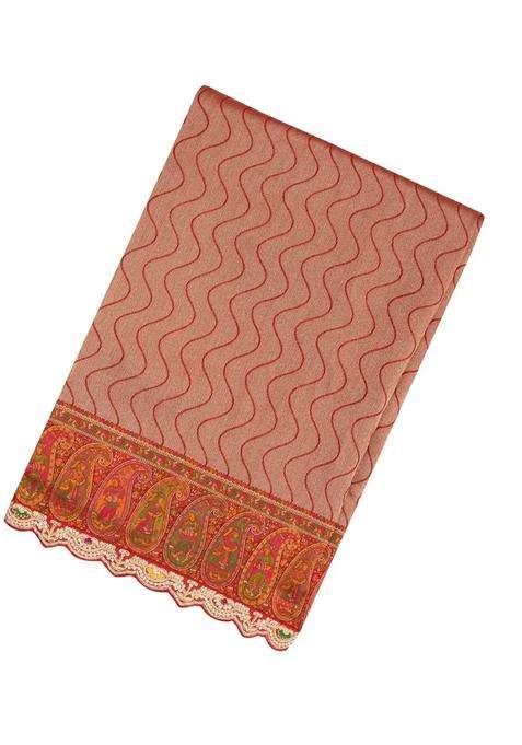 Chestnut Pink Woven Silk Saree With Meena Motifs Hand Embroidered Selvage For Women