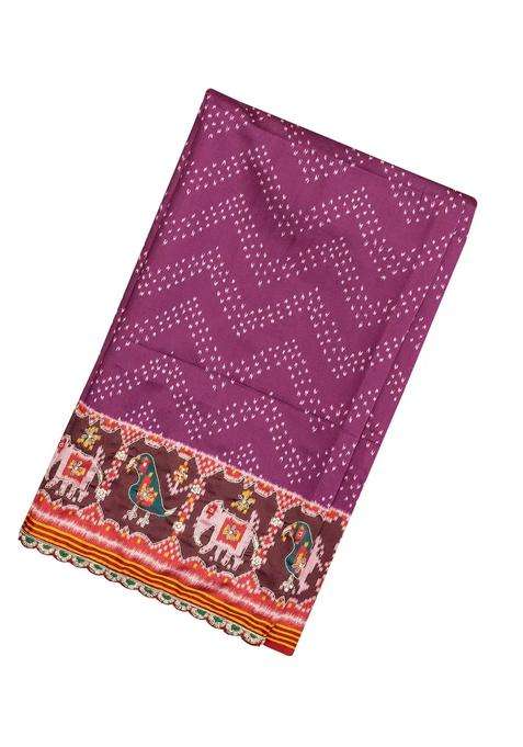 Magenta Handloom Blended Silk Saree With Ikat Motifs Hand Embroidered Selvage For Women