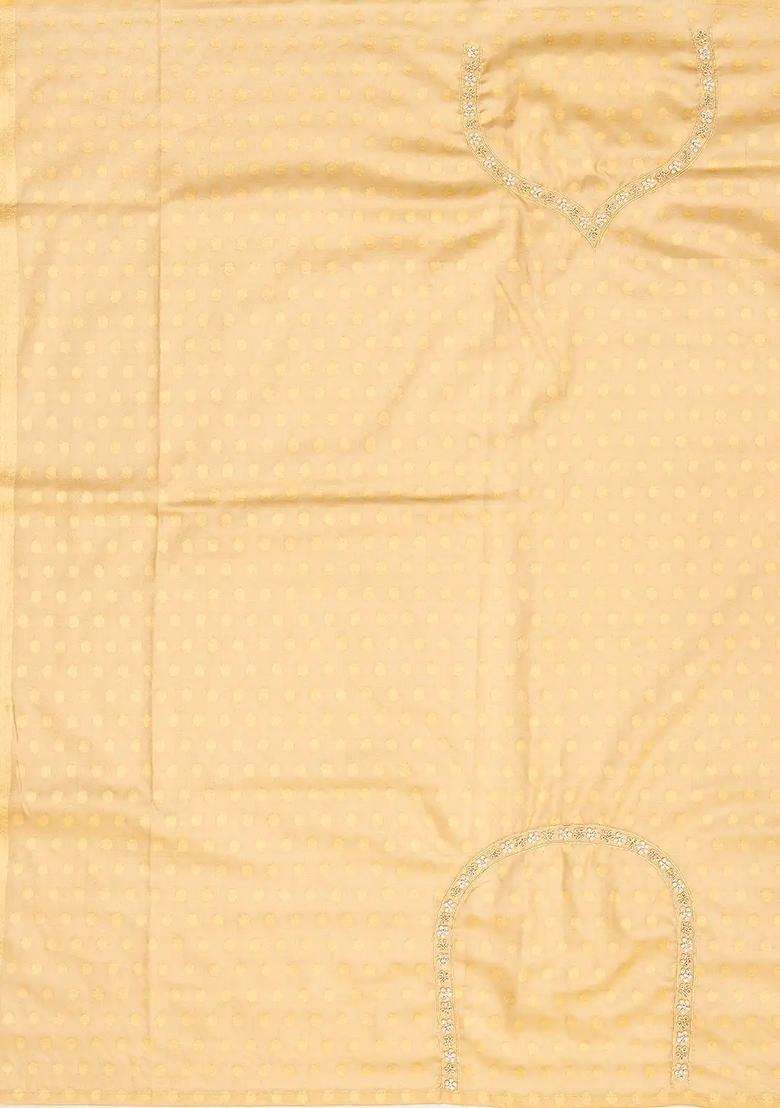 Sandal Handloom Silk Saree With Meena Bird Motifs Hand Embroidered Border For Women - Indya