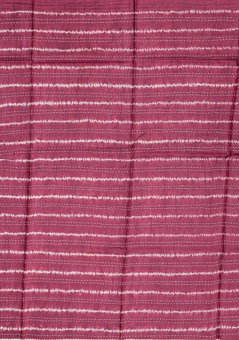 Chestnut Pink Handloom Tussar Silk Saree With Printed Floral Motifs For Women - Indya
