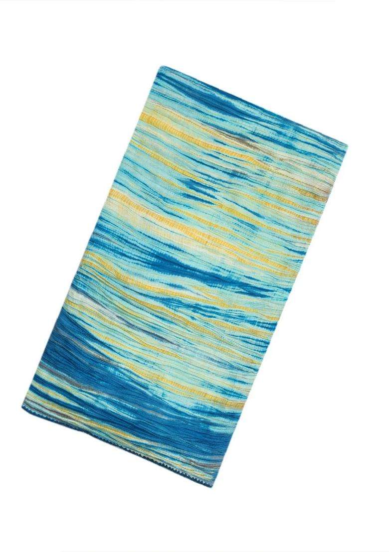 Blue Handloom Tussar Silk Saree With Printed Tie Dye Motifs For Women - Indya