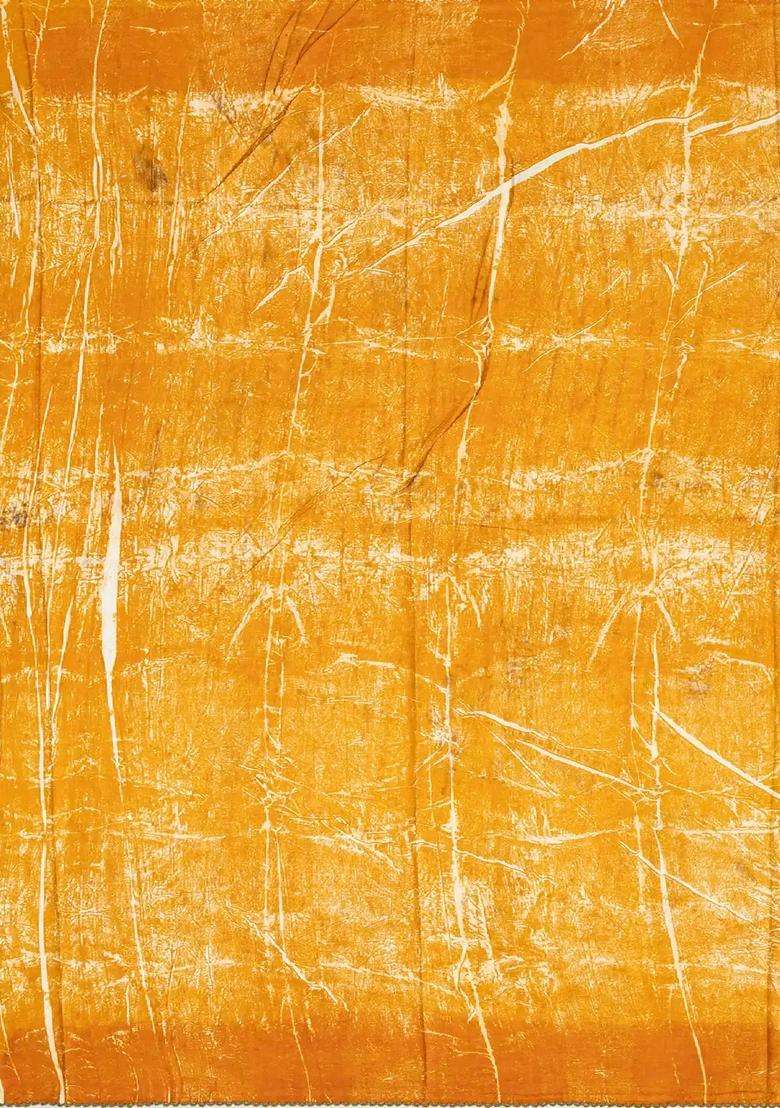 Mustard Handloom Tussar Silk Saree With Eco Printed Motifs For Women - Indya