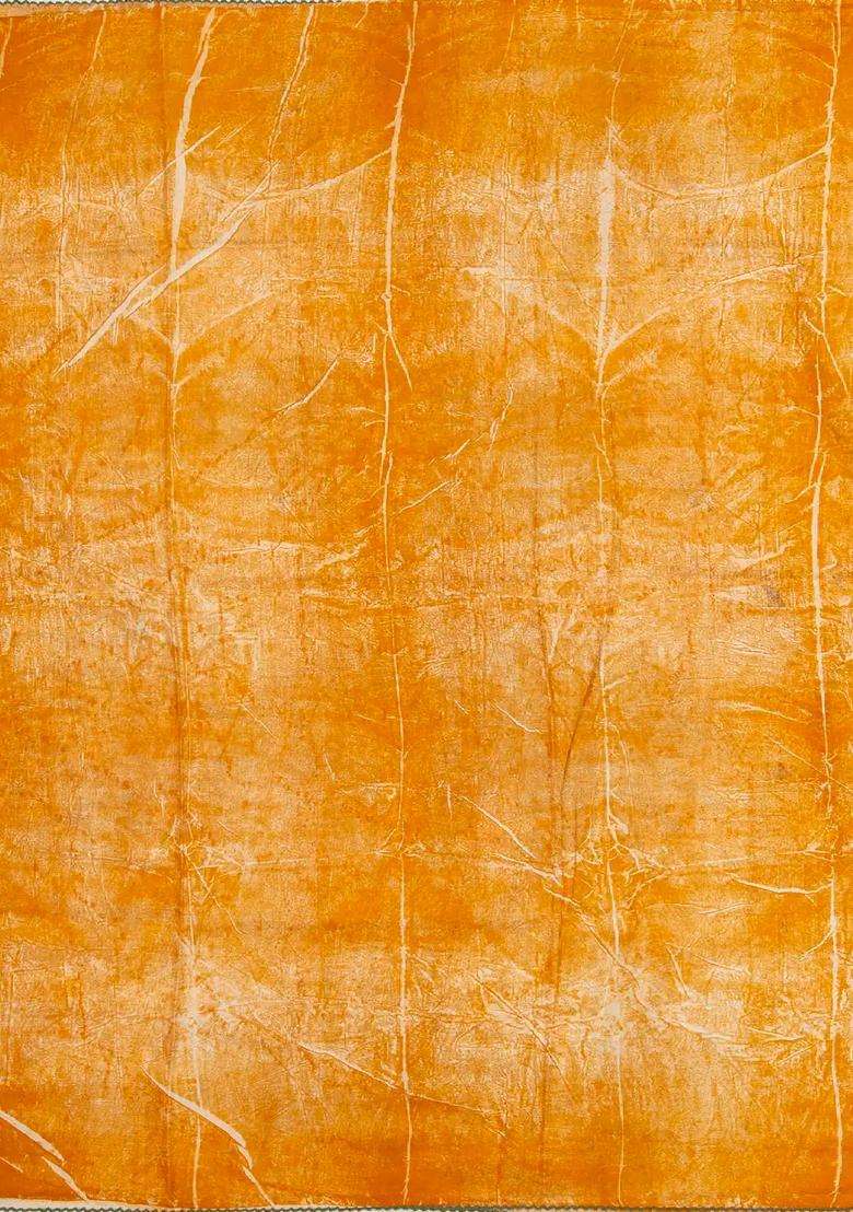 Orange Handloom Tussar Silk Saree With Eco Printed Motifs For Women - Indya