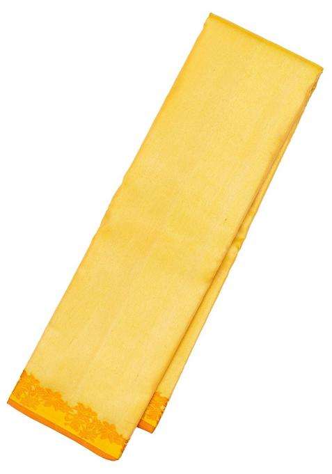 Yellow Handloom Kanchipuram Silk Saree With Meena Floral Border With Traditional Woven Design For Women
