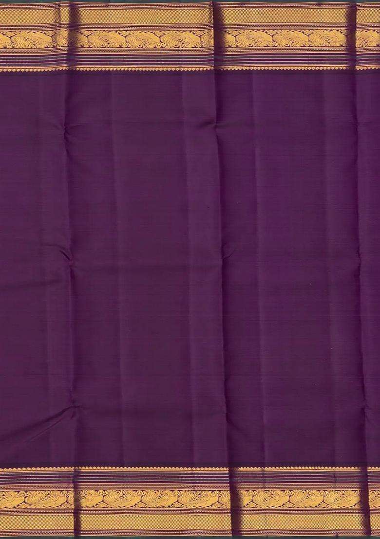 Multi Colour Handloom Korvai Kanchipuram Silk Saree With Checks Contrast Border With Korvai And Temple Border Design For Women - Indya
