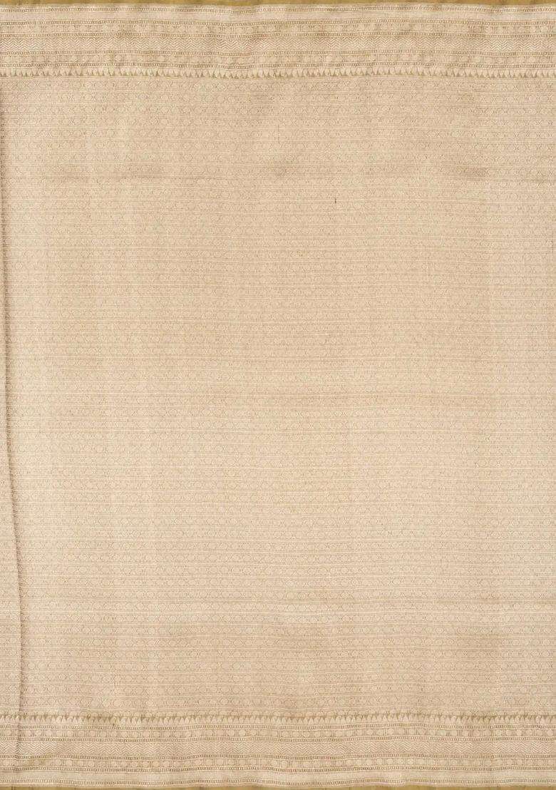 Taupe Handloom Organza Soft Silk Saree With Floral Motifs With Buttas And Brocade Design For Women - Indya