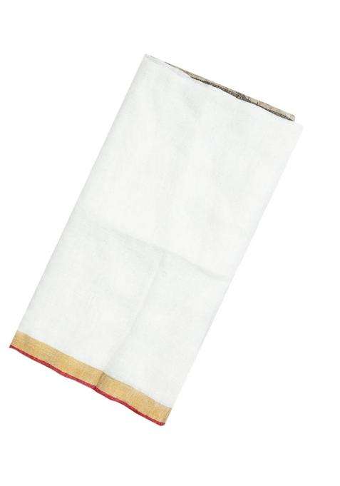 White Handloom Tussar Silk Saree With Printed Floral Pallu For Women
