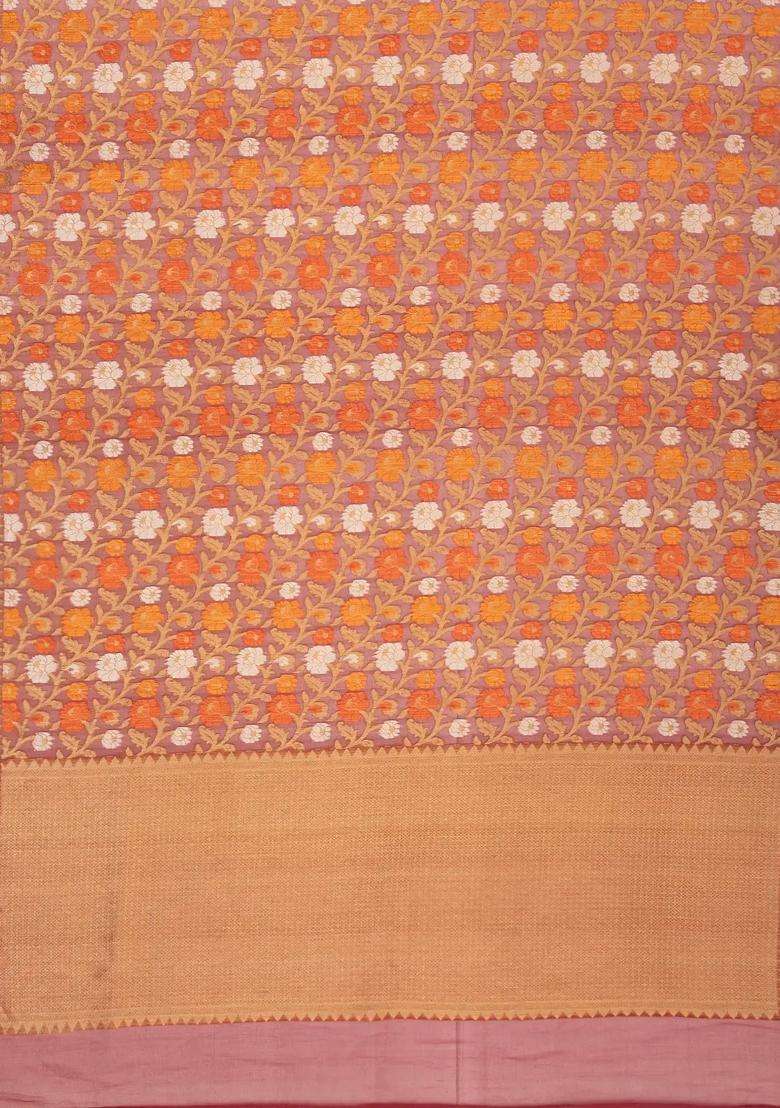 Red Handloom Organza Soft Silk Saree With Meena Floral Motifs With Buttas And Brocade Design For Women - Indya
