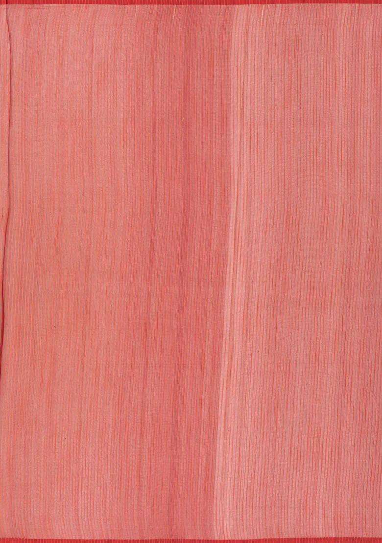 Red Handloom Organza Soft Silk Saree With Meena Floral Motifs With Buttas And Brocade Design For Women - Indya