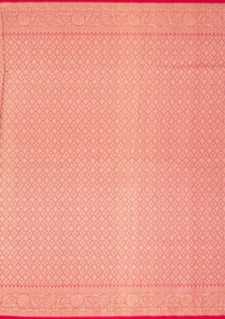 Pink Handloom Organza Soft Silk Saree With Floral Motifs With Buttas And Brocade Design For Women - Indya