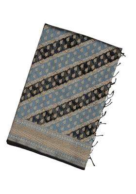 Grey Black Handloom Organza Soft Silk Saree With Floral Motifs With Buttas And Brocade Design For Women