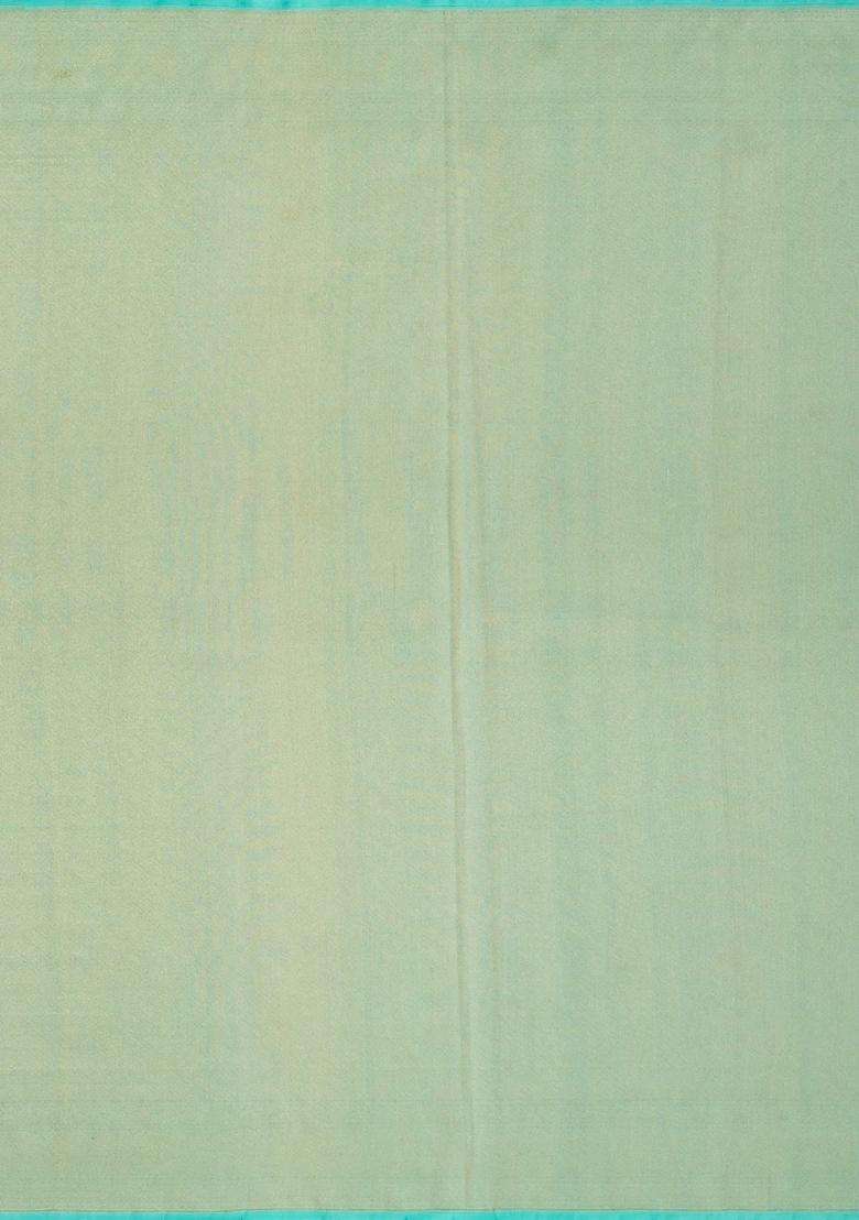 Turquoise Handloom Organza Soft Silk Saree With Floral Motifs With Buttas And Brocade Design For Women - Indya