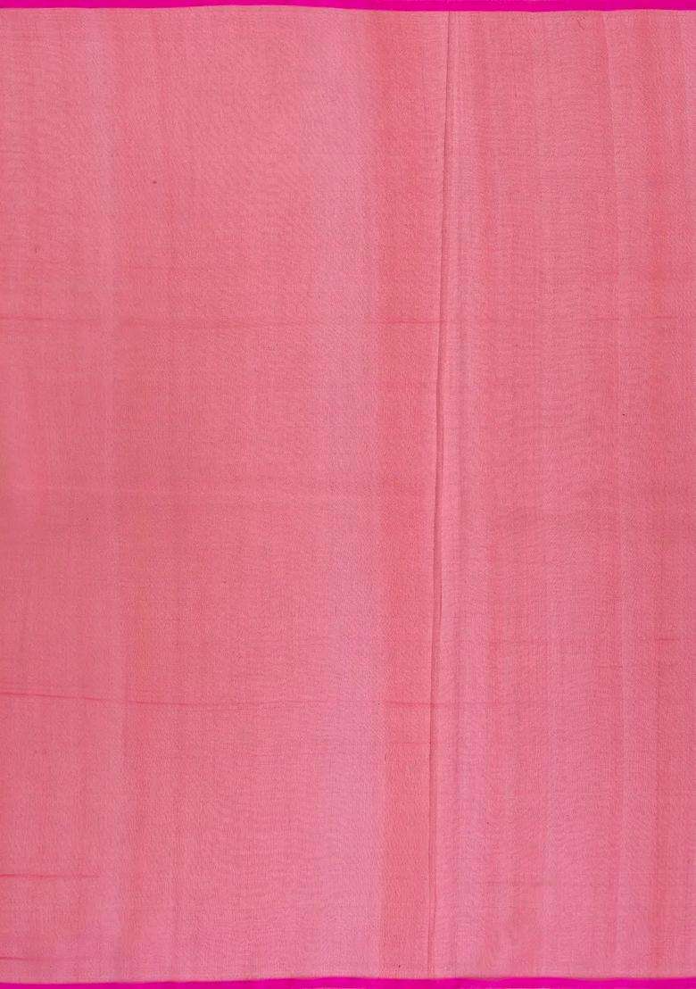 Peach Handloom Organza Soft Silk Saree With Meena Floral Motifs With Buttas And Brocade Design For Women - Indya