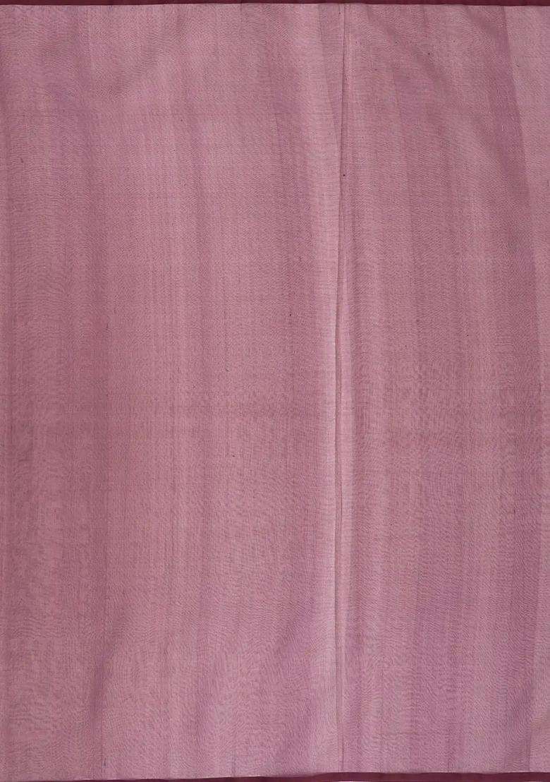 Lilac Handloom Organza Soft Silk Saree With Floral Motifs With Buttas And Brocade Design For Women - Indya