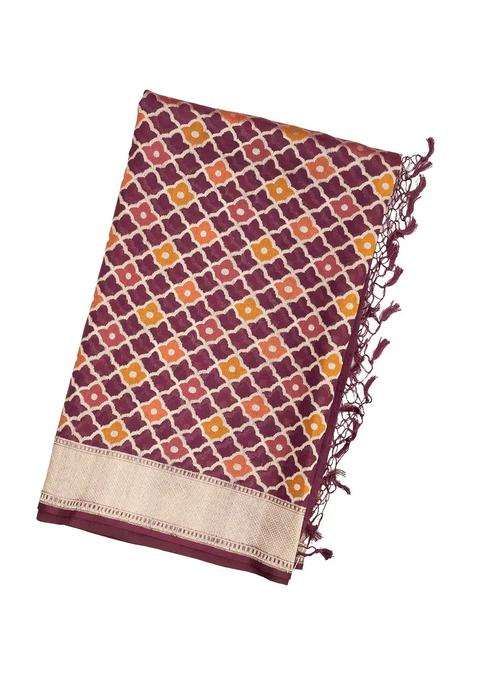 Lilac Handloom Organza Soft Silk Saree With Floral Motifs With Buttas And Brocade Design For Women