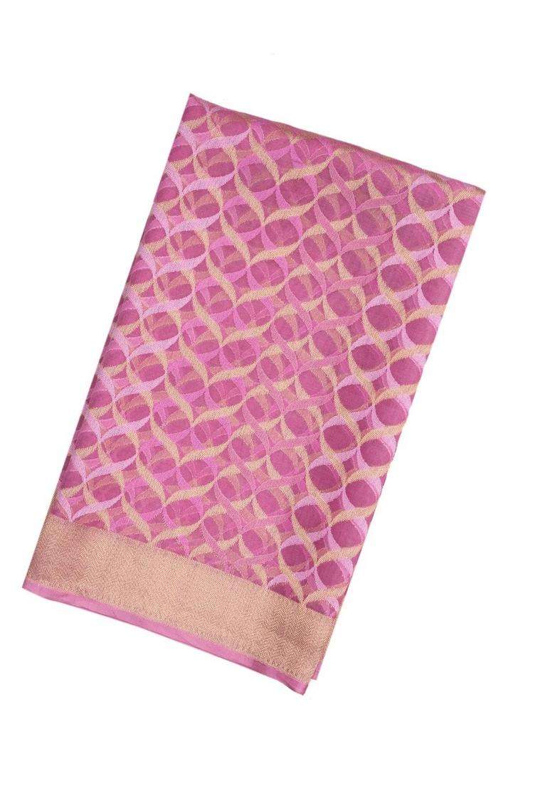Baby Pink Handloom Organza Soft Silk Saree With Jaal Motifs With Buttas And Brocade Design For Women - Indya