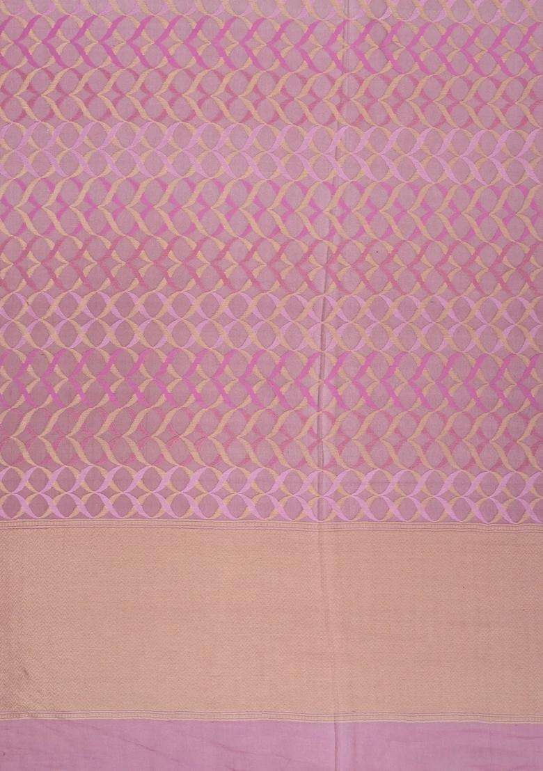 Baby Pink Handloom Organza Soft Silk Saree With Jaal Motifs With Buttas And Brocade Design For Women - Indya